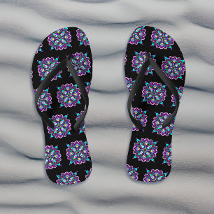 Pretty Colourful Purple Mandala Mystical Flip Flops