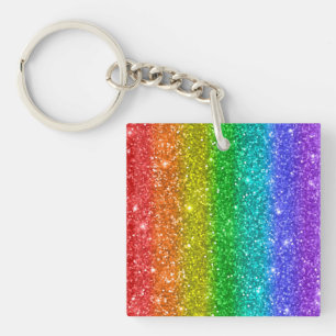 Pretty Colourful Rainbow Glitter Keychain