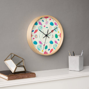 Pretty Colourful Seashells Beige Pattern Clock