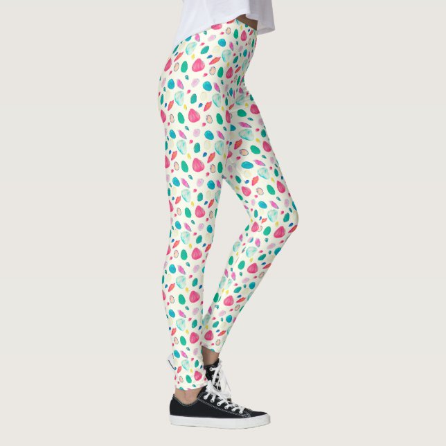 Pretty Colourful Seashells Beige Pattern Leggings (Right)
