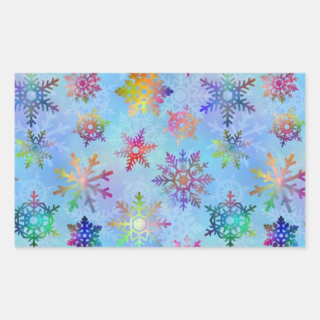 Pretty Colourful Snowflakes Christmas Pattern Sticker (Front)