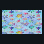Pretty Colourful Snowflakes Christmas Pattern Sticker<br><div class="desc">This beautiful Christmas / winter design features snowflakes with a tiedyed,  marbled effect in a rainbow of colours on a blue background. The snowflakes seem to glow and shine in this pretty wintery,  modern pattern. Use as a background for your text or photos or enjoy it as-is.</div>