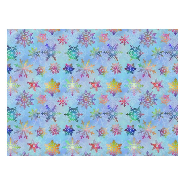 Pretty Colourful Snowflakes Christmas Pattern Tablecloth (Front (Horizontal))