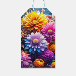 Pretty Colourful Watercolor Ai Art Flowers  Gift Tags