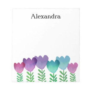 Pretty Colourful Watercolor Floral Custom Notepad