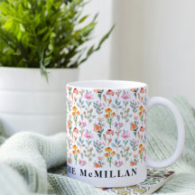 Pretty Colourful watercolor floral pattern pink