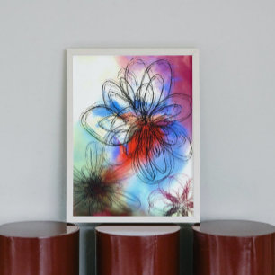 Pretty Colourful Watercolor Flowers Abstract Canvas Print