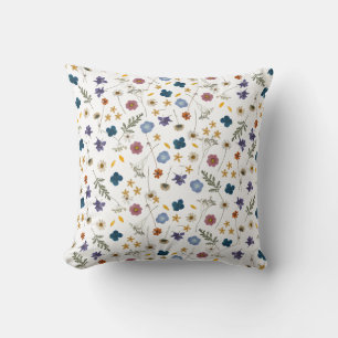 Pretty Colourful Wildflowers Girly Floral Throw Pillow