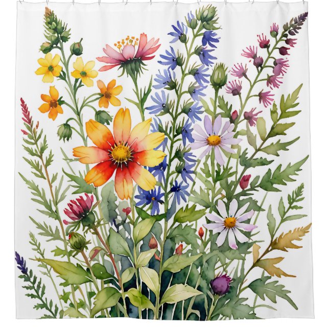Pretty colourful wildflowers watercolor painting (Front)