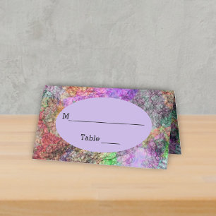 Pretty Colours Purple Pink Yellow Green Swirled Place Card