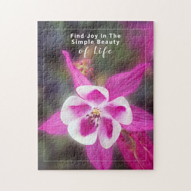 Pretty Columbine Flower Photo With Quote Jigsaw Puzzle (Vertical)