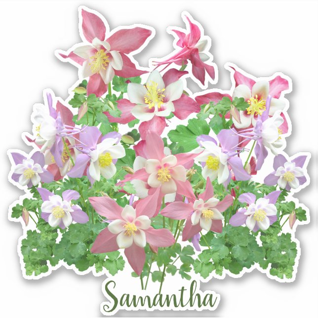 Pretty Columbine Flowers Personalized  (Front)