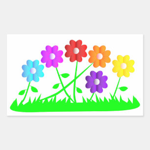 Pretty comic cartoon art colors flowers grass sticker