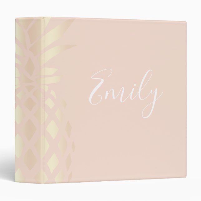 Pretty copper rose gold pineapple & blush pink binder (Front/Spine)