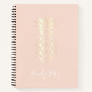 Pretty copper rose gold pineapple & blush pink notebook