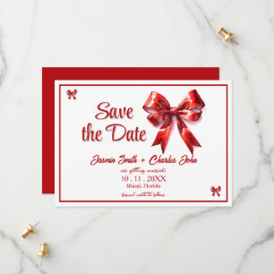 Pretty Coquette Red Bow Wedding Invitation