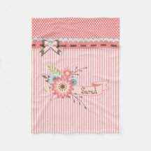 Pretty Coral Personalized Fleece Baby Blanket