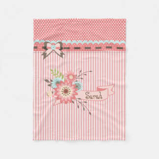 Pretty Coral Personalized Fleece Baby Blanket