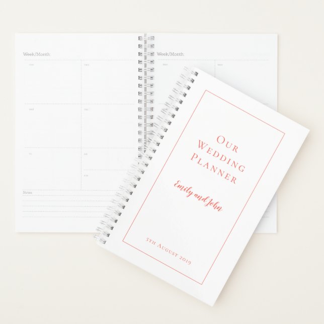 Pretty Coral typography and border Wedding Planner (Display)