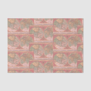 Pretty Coral Vintage Latin World Map Decoupage Tissue Paper