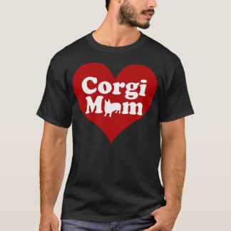 Pretty Corgi Mom Pink Heart T-Shirt