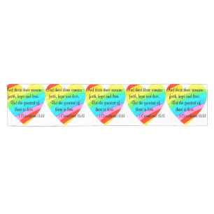PRETTY CORINTHIANS 13:13 RAINBOW HEART DESIGN SHORT TABLE RUNNER