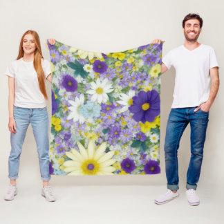 Pretty Cottage Flowers Fleece Blanket