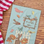 Pretty Cottagecore Birds and Animals Personalized Kitchen Towel<br><div class="desc">They’ll love showing off this personalized towel in their kitchen. It features a pretty cottagcore themed design with illustrations of birds, butterflies, a frog, a rabbit, a mouse, some mushrooms and some flowers with a spot to add a name or short message in brown script or cursive writing inside a...</div>