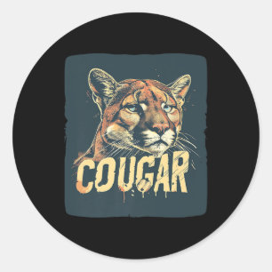 Pretty Cougar Face Outfit For Cougars Boys And Gir Classic Round Sticker