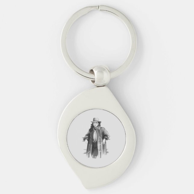 Pretty Cow Girl Keychain (Front)