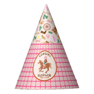 Pretty Cowgirl and horse Birthday Party Hat