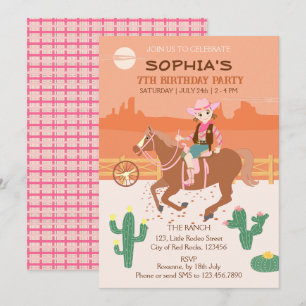 Pretty Cowgirl and horse Birthday Party Invitation