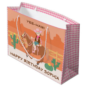Pretty Cowgirl and horse Birthday Party Large Gift Bag