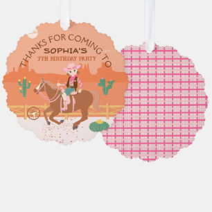 Pretty Cowgirl and horse Birthday Party Ornament Card