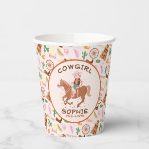 Pretty Cowgirl and horse Birthday Party Paper Cups
