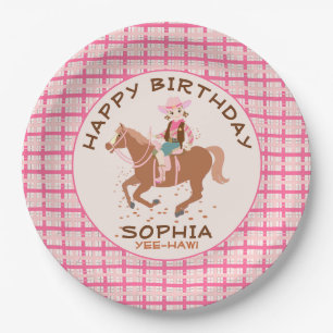 Pretty Cowgirl and horse Birthday Party Paper Plate