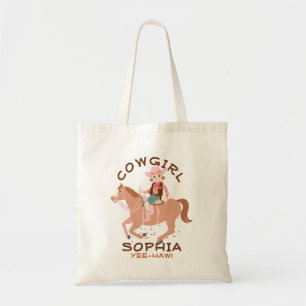 Pretty Cowgirl and horse Birthday Party Tote Bag