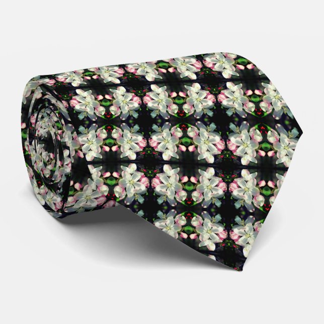 Pretty Crabapple Spring Flower Blossoms Abstract Tie (Rolled)