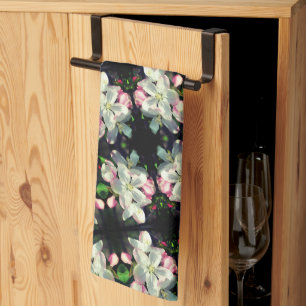 Pretty Crabapple Spring Flower Blossoms Close Up   Kitchen Towel