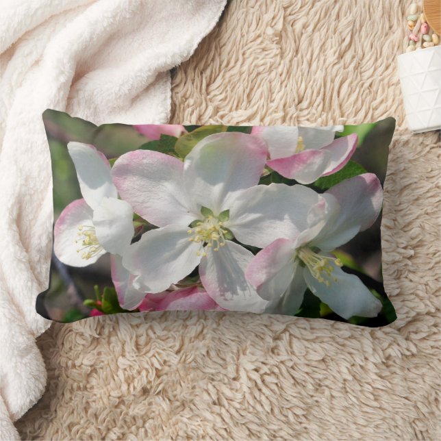 Pretty Crabapple Spring Flower Blossoms Close Up   Lumbar Pillow (Blanket)