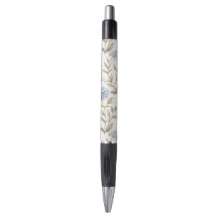 Pretty Cream Blue Flowers Pen
