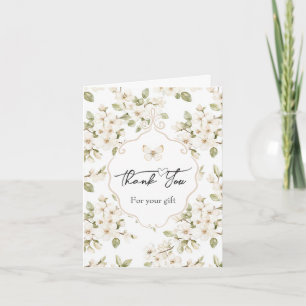 Pretty Cream Flowering Tree Butterfly Thank You  Card