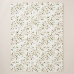 Pretty Cream Flowering Tree Sherpa Blanket