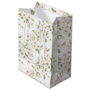 Pretty Cream Flowering Tree Wedding Medium Gift Bag