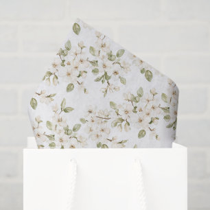 Pretty Cream Flowering Tree Wedding Tissue Paper