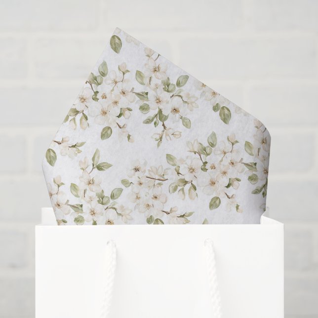 Pretty Cream Flowering Tree Wedding Tissue Paper (Gift Bag)