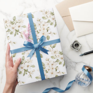 Pretty Cream Flowering Tree Wedding Wrapping Paper