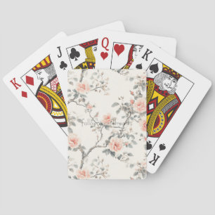 Pretty Cream Peach Floral Playing Cards