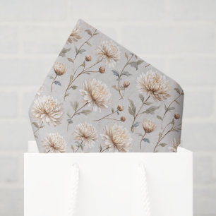 Pretty Cream Stone Floral Bridal Shower Tissue Paper