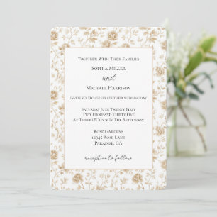 Pretty Cream White Floral Wedding Invitation